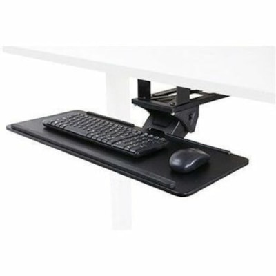 HDL Articulating Keyboard Tray - 26" Width x 9.7" Depth - Black - Vinyl, Medium Density Fiber (MDF), Metal - 1  