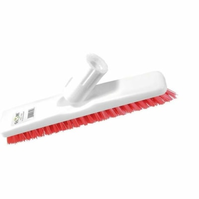Globe Swivel Grout Brush - Polypropylene Bristle - 9.25" (234.95 mm) Overall Length - White, Red - 1 Unit CHISEL CUT BRISTLE POLYPROPYLENE BRISTLES