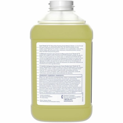 Suma - Nettoyant tout usage 95192347 - Pour Polyvalents - Prêt à l'emploi/concentré - Liquide - 2,50 L - 11,36 à 13,9 pH - Surfactant Arôme - Kasher, Exempt de solvant, Sans rinçage, Puissant - Jaune - 2 / emballage 2X2.5L 