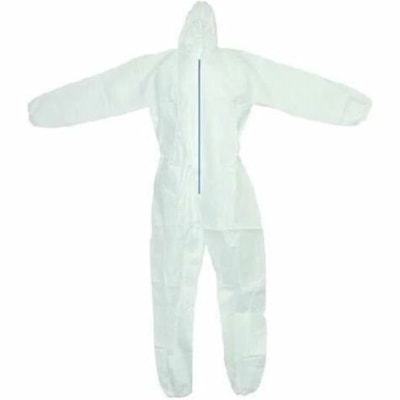 RONCO Disposable Coveralls with Hood - Recommended for: Workplace, Hospital, Food Processing, Industrial, Food Handling, Clinic, Cleaning, Painting, Manufacturing, Laboratory, Chemical, ... - Large - 25.98" (660 mm) Chest - 66.93" (1700 mm) Leg Length - Dust, Dirt, Chemical Protection - Zipper Closu 50 COVERALLS 