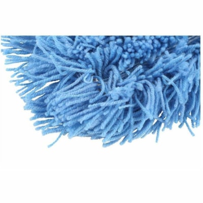 Globe - Recharge de tête de balai 3901 - largeur de 5 po (127 mm) x longueur de 24 po (609,60 mm) - Ne s'effiloche pas, Anti-enchevêtrement, Anti-peluchage, Rétréci moins, Lavable - Polyester - Bleu - 1 24 X 5" - TIE ON ELECTROSTATIC - BLUE YARN