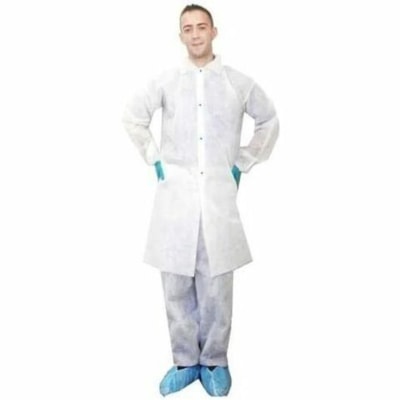RONCO Care Lab-Coat - Medium (M) Size - 41.34" (1050 mm) Length - White - Polypropylene - 25 g/m² WHITE; 50/CASE 