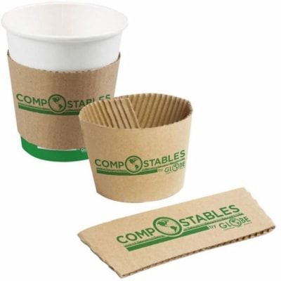 Globe - Manchon de gobelet 6086 - Brun - Papier Kraft - 1 DNA COMPOSTABLE  1000/CS 