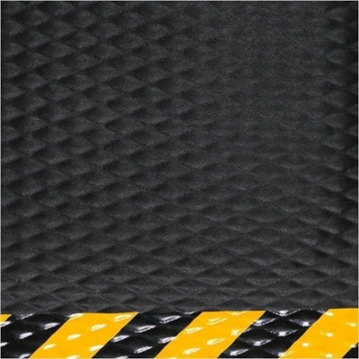 M+A Hog Heaven - Indoor, Industry, Commercial - 60" (1524 mm) Length x 36" (914.40 mm) Width x 0.870" (22.10 mm) Thickness - Rectangular - Diamond - Nitrile Rubber - Black, Yellow - 1 / Unit BLACK W/YELLOW BORDER ANTI-FATIGUE MAT