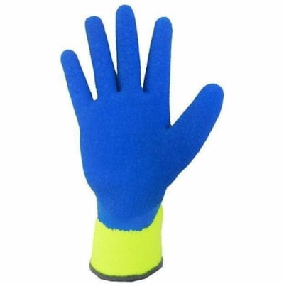 RONCO - Gants de travail thermiques enduits de latex THERMAL - longueur de gant 11,02 po (280 mm) - Frottement Protection - Latex froissé Revêtement - 10 Numéro de format - X-Grande Taille - Acrylique - Jaune, Bleu - Résistant au froid, Excellente adhérence, Souple, L&eac  
