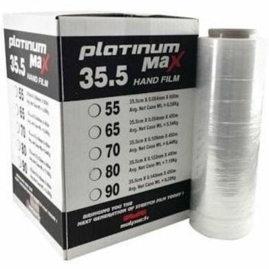 Malpack Platinum Max Hand Wrap, 17.7" x 1,476', 90 Gauge, Carton of 4 Rolls - Puncture Resistant, Tear Resistant - Clear - 4 / Carton PLATINUM MAX HAND WRAP 4/CS 
