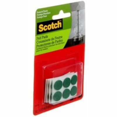 Scotch Felt Pad - Round - Green - 24/Pack SELFSTICK  SIZE0.5 IN (1.27CM) 