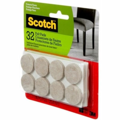 Scotch Felt Pad - Round - Beige - Polyester - 32/Pack SIZE 1 IN (2.54 CM) 