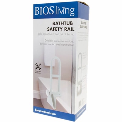BIOS Living Bathtub Safety Rail, White - 15" (381 mm) Height - White - Steel - 1 / Unit CORROSION RESISTANT STEEL PULL PRESSURE 300 LBS