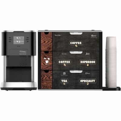 Lavazza Professional Creation 500 Single-Serve Brewing Machine With 3-Drawer Beverage Holder - Single-serve - Black 3 DRAWER MERCHANDISER PLUMBED OR POUROVER