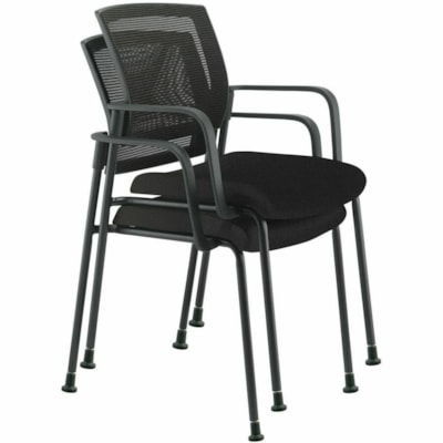 HDL Dune Stackable Guest Armchair with Casters, Black Fabric - Black Seat Color - Fabric Seat Material - Black Back Color - Mesh Back Material - Black Frame Color - Steel Frame Material - Mid Back - Four-legged Base - Black - Armrest - 1 FABRIC SEAT/ WITH CASTERS BLACK