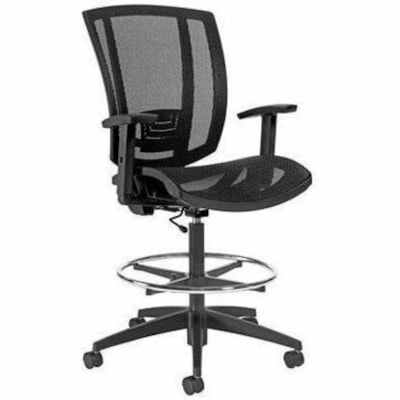 Offices To Go Avro Drafting Stool with Arms, Black Mesh Seat and Back - Mesh Seat Material - Black Back Color - Mesh Back Material - Black Frame Color - Mid Back - Black - Mesh &BACK BLACK 