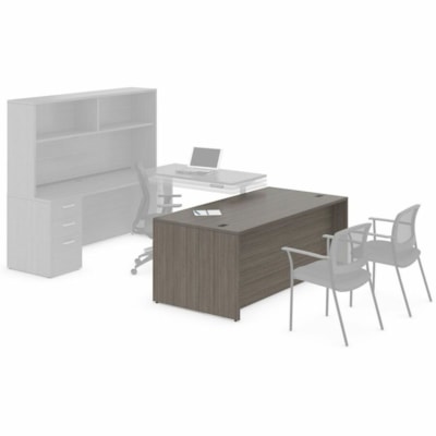 Offices To Go Newland | 60"W x 30"D Rectangular Desk - x 1" (25.40 mm) Thickness Top, x 0.1" (2 mm) Thickness Edge, 29.6" (751.84 mm) Height x 60" (1524 mm) Width x 29.7" (754.38 mm) Depth - Band Edge - Material: Thermofused Laminate (TFL) - Finish: Absolute Acajou - Leveling Glide, Modular, Modesty FINISH - ABSOLUTE ACAJOU 