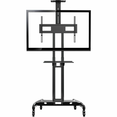 Rocelco 32"-70" TV Mobile TV Cart with A/V Component/Webcam Shelf - 100 lb (45359.24 g) Capacity - 2.50" (63.50 mm) Caster Size - Steel Frame - Black - 32" to 70" Screen Supported art with A/V Component/Webcam Shelf