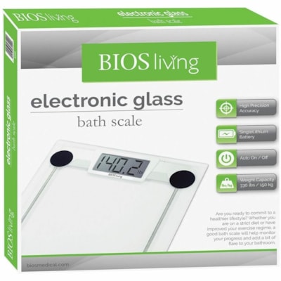 BIOS Living Digital Glass Scale - 330 lb (149685.48 g) / 330.69 lb (150000 g) Maximum Weight Capacity - Clear 330 LBS CAPACITY TEMPERED GLASS