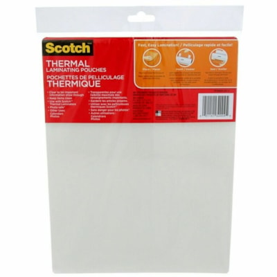 Scotch Thermal Laminating Pouches TP3854-20-C, 228 mm x 291 mm, 20/Pack - Sheet Size Supported: Letter 8.50" (215.90 mm) Width x 11" (279.40 mm) Length - Laminating Pouch/Sheet Size: 8.98" (228 mm) Width x 11.46" (291 mm) Length x 3 mil (0.08 mm) Thickness - Glossy - for Document, Classroom, Home, L TP3854-20-C 9INX11.5IN (228MMX291MM)