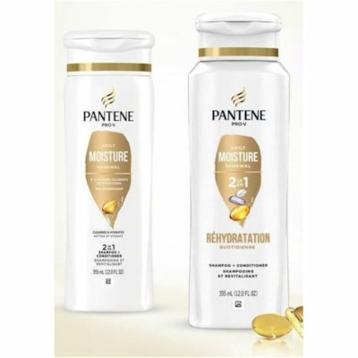 Pantene - Shampooing/revitalisant Pro-V 19540 - Pour Sec Poils - 355 mL - Poils - Blanc - Hydratant - Mousse riche, Sans parabène, Sans colorant - 1 Unité  