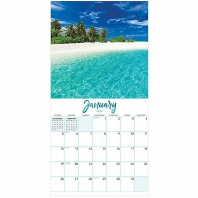 TF Publishing 2025 Tropical Beaches Wall Calendar - Standard - 12 Month - January 2025 - December 2025 - 12" x 12" Sheet Size - Wall Mount - PaperMonthly Grid, Printed, Monthly Calendar  