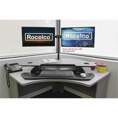 Rocelco 46" Corner Adjustable Desk Riser - 40 lb (18143.69 g) Load Capacity - 3 Devices Supported - Desk - Black - For Monitor, Notebook - Ergonomic, Keyboard Tray, Grommet, Cable Management, Adjustable table Desk Riser 