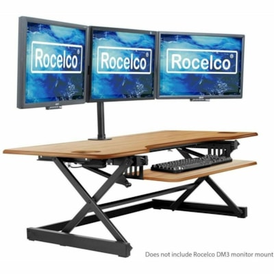 Rocelco 46"W-20"H Deluxe Adjustable Desk Riser - 45 lb (20411.66 g) Load Capacity - 20" (508 mm) Height x 46" (1168.40 mm) Width - Desk - Matte - Steel, Laminate, Medium Density Fiberboard (MDF), Metal - Teak - For Multipurpose, Computer, Monitor, Notebook, Commercial - Keyboard Tray, Ergonomic, Gro table Desk Riser 