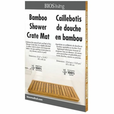 BIOS Living Bamboo Shower Crate Mat - Bathroom - 23.62" (600 mm) Length x 15.75" (400 mm) Width - Modern - Bamboo - 1 / Unit  