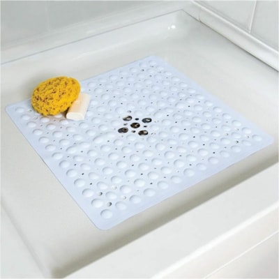 BIOS Living - Tapis de douche de luxe - Salle de bain, Sol - longueur de tapis 21 po (533,40 mm) x largeur de tapis 21 po (533,40 mm) - Carré - Modern - Vinyle - 1 / Unité ALLERGEN FREE VINYL 