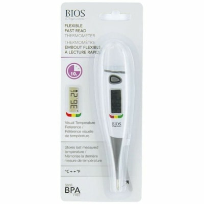 BIOS Medical Flex-Tip, 10 Second, Fever Thermometer - Fever Alarm, Memory Recall, Auto-off, Visual Temperature Reference - For Fever, Underarm, Oral, Rectal ORAL  RECTAL UNDERARM USE 