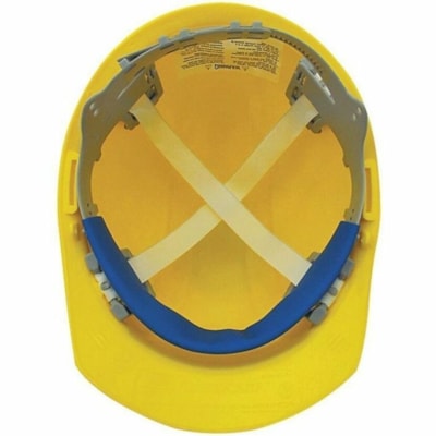 ERB Liberty Safety Cap - Recommended for: Head - Impact, Penetration Protection - Polyethylene, Nylon - Yellow - Seamless Molded Construction, Lightweight, Slide Lock, Comfortable, Washable, Cushioned, Adjustable - 1 / Unit 4 PT. SLIDE SUSPENSION CSA  CLASS E