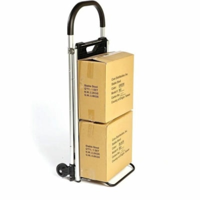 BIOS Medical Step Stool Ladder with Trolley - 3 Step - 330.69 lb (150000 g) Load Capacity - Aluminum - White CONVERTS TO A HAND TRUCK DIMENSIONS 38½"X20"X3½"-18"