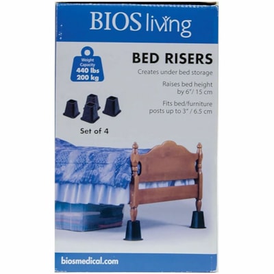 BIOS Living 6" Square Bed Riser, 4/PK - 440 lb (199580.64 g) Load Capacity - Black - 4 / Pack  