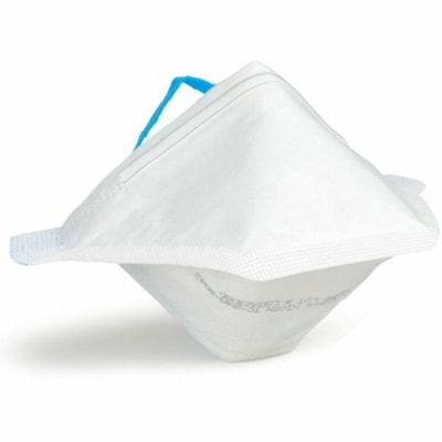 KIMTECH N95 Pouch Respirator - Small - Particulate Protection - Polypropylene - White - Comfortable, Breathable, Foldable, Adjustable Nose-piece, Soft, Stretchable, Latex-free, Head Strap, Lightweight - 50 / Pack  SMALL SIZE WHITE W/2 BLUE HEADBANDS