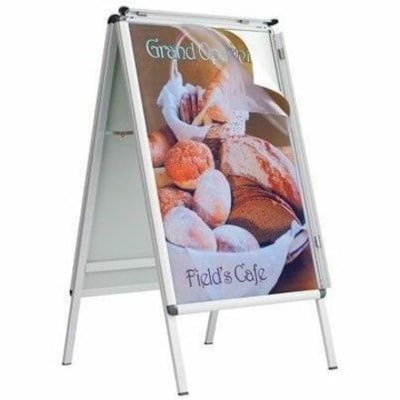 Quartet Improv Sign Holder - 24" (609.60 mm) Width x 50" (1270 mm) Height - Double Sided - Freestanding, Weather Resistant, Anti-glare, Foldable, Rounded Corner, Dry Erase Surface, Non-slip - Outdoor, Indoor - Aluminum, Plastic - Silver DOUBLE SIDED QUARTET 