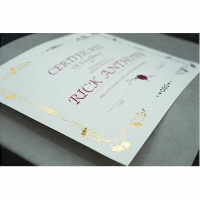 St. James® Premium Certificate - 65 lb (29483.50 g) Basis Weight - "Certificate of Excellence" - Ivory - 15 / Pack  GOLD FOIL ON LINEN PAPER LAUREL STYLE - 15/PK