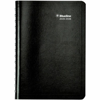 Blueline Daily/Monthly Academic Planner, Bilingual, Black (CA201B.BLK) - Academic - Daily, Monthly - 12 Month - August 2025 to July 2026 - 5" (127 mm) x 8" (203.20 mm) Sheet Size - Twin Wire - Black - Paper - Vicuana Cover - Task List, Goal Section, Schedule Section, Notes Section, Planning Space, P  