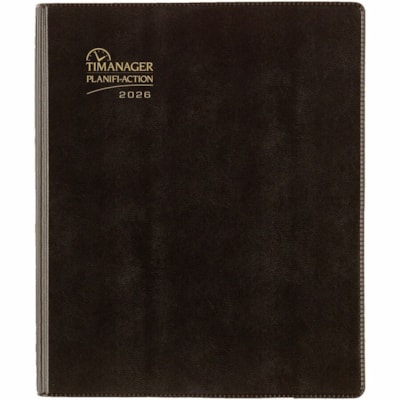 Blueline 2026 Timanager 13-Month Weekly/Monthly Planner - December to December - 8-1/2" x 6-3/4" - Black - Bilingual - Weekly, Monthly - 13 Month - December 2025 to December 2026 - 7:00 AM to 7:30 PM - Half-hourly - Monday - Friday - 6 3/4" (171.45 mm) x 8 1/2" (215.90 mm) Sheet Size - Twin Wire - B  