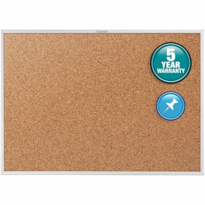 Quartet Standard Cork Bulletin Board, Aluminum Frame, 6' x 4' - 48" (1219.20 mm) Board Height x 72" (1828.80 mm) Board Width x 1.75" (44.45 mm) Board Depth - Brown Cork Surface - Durable, Heavy-gauge, Self-healing - Silver Aluminum Frame - 1 Piece HEAVY GUAGE ANODIZED ALUMINUM FRAME WIDTH 1 1/4" QUARTET