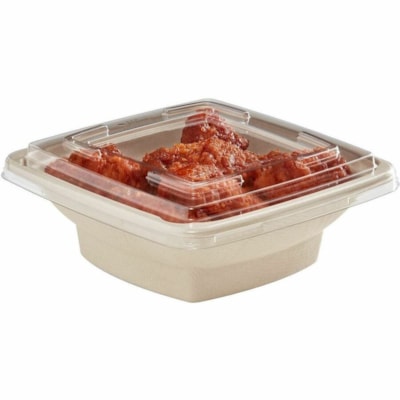 Eco Guardian - Couvercle PET transparent pour contenant carré en bambou de 28 oz / Recyclable - Polytéréphtalate d'éthylène - clair - 50 / emballage COUV PET FIBRE PET RECYCLABLE 