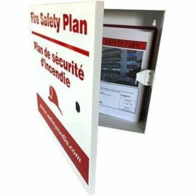Safety Media Mounting Box - Red, White - Aluminum - 1 / Unit FIRE DEPARTMENT APPROVED WEATHER RESISTANT