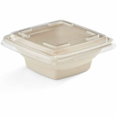 Eco Guardian 16 oz Square Fibre Compostable Container Lid - Square - Polyethylene Terephthalate (PET) - Clear - 50 / Pack PET LID FIBRE RECYCLABLE PET 