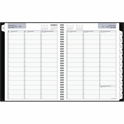 ACCO DayMinder Premiere Diary - Weekly - January 2024 to December 2024 - 7:00 AM to 9:45 PM - Monday - Friday - 1 Week Single Page Layout - 8" (203.20 mm) x 11" (279.40 mm) Sheet Size - Twin Wire - Black - Monthly Tab, Bilingual, Hard Cover - 1 Each HARDCOVER BILINGUAL PREMIERE BLACK