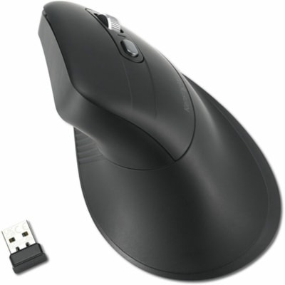 Kensington Pro Fit Ergo MY630 EQ Rechargeable Mouse - Full-size Mouse - Optical - Wireless - Bluetooth/Radio Frequency - 2.40 GHz - Rechargeable - Gray - USB 2.0 Type A - 2400 dpi - Scroll Wheel - 7 Button(s) - 5 Programmable Button(s) - Large Hand/Palm Size - Right-handed - 4 Month Battery Run Time E MOUSE 