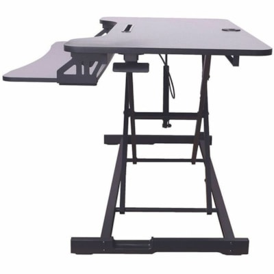 Rocelco 43" Sit-to-Stand Hi-Lift Adjustable Desk Riser - 33 lb (14968.55 g) Load Capacity - 21.30" (541.02 mm) Height x 43" (1092.20 mm) Width x 20.50" (520.70 mm) Depth - Desktop, Desk - Black - For Monitor, Notebook, Keyboard, Tablet, Smartphone - Keyboard Tray, Ergonomic, Grommet, Cable Managemen ft Adjustable Desk Riser 