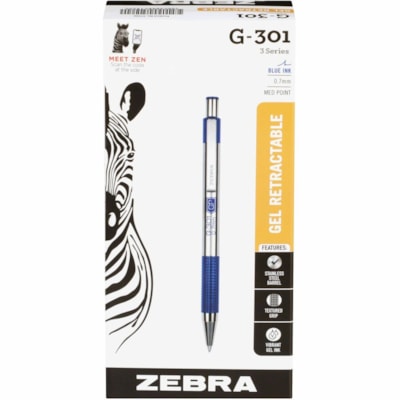 Zebra G-301 41320 Ballpoint Pen - 0.7 mm (0.03") Medium Pen Point - Refillable - Blue Ink - Gel-based - Stainless Steel Barrel - 1 Each MEDIUM 0.7MM BLUE 