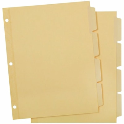 Grand & Toy Write-On Index Dividers, Buff, 8 1/2" x 11" , 4-Tabs/ST, 2 Sets/PK - Blank, Write-on Tab(s) - Index - 4 Tab(s)/Set - Letter - 8.50" (215.90 mm) Width x 11" (279.40 mm) Length - 3 Hole Punched - Tan Plastic DividerRecycled - Writable, Reinforced Edges, Reinforced Binding Edge, Reinforced  STOCK MYLAR  2STS OF 4TABS REINFORCED TABS/HOLES  10% PCW