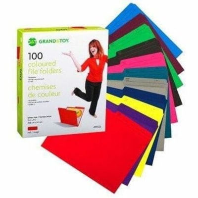 Grand & Toy 1/2 Tab Cut Letter Recycled Storage Folder - 8 1/2" (215.90 mm) x 11" (279.40 mm) - Blue - 10% Recycled - 100 / Unit 10% PCW 1/2 TAB REVERSIBLE  SCORED FOR EXPANSION SFI