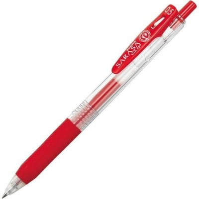 Zebra Sarasa Clip Gel Retractable 0.5mm Red Dozen - 0.5 mm (0.02") Fine Pen Point - Retractable - Red Ink - Water Based - Red, Translucent Barrel - 1 Each FINE POINT (0.5MM) 