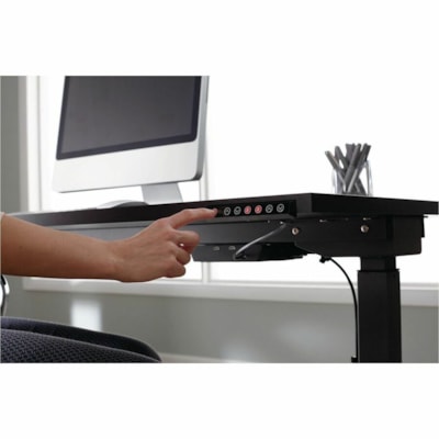 Realspace Magellan 60" Performance Electric Height-Adjustable Standing Desk, Grey - T-shaped Base - Modern Style - 2 Legs - Height Adjustable - 60" (1524 mm) Table Top Width x 30" (762 mm) Table Top Depth - 43" (1092.20 mm) Height - Business, Office, Home - Assembly Required - Gray, Dark - Steel, Wo  