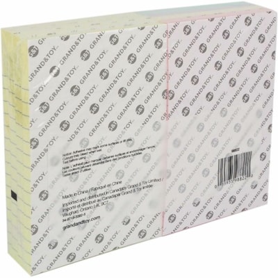 Grand & Toy Self-Stick Notes, Assorted Pastel Colours, Lined, 4" x 6" , 100 Sheets/Pad, 8 per - 100 x Pastel Blue, 100 x Pastel Purple, 100 x Pastel Yellow, 100 x Pastel Pink - 6" (152.40 mm) Flag/Note Width x 4" (101.60 mm) Flag/Note Length - Rectangle - 100 Sheets per Pad - Assorted Pastel, Blue,  100 SHEETS/PAD 8PK 8 PADS/PACK