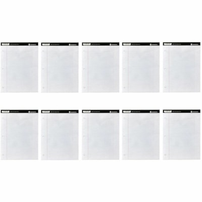 Grand & Toy Notepad - 50 Sheets - 3-ring Binding - Both Side Ruling Surface - Wide Ruled Front Ruling - Ruled Margin - 3 Hole(s) - Letter - 8 1/2" (215.90 mm) x 11" (279.40 mm) Sheet Size - White Paper - Micro Perforated - 10 / Pack PUNCHED MICRO-PERFORATED 50 SHTS X 10PADS PER PACKAGE