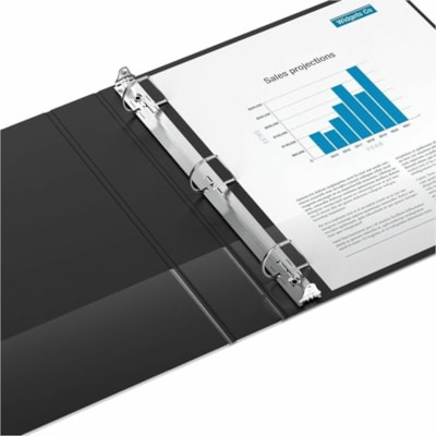 Davis Essential Ring Binder - Letter - 8 1/2" x 11" Sheet Size - 225 Sheet Capacity - 1" (25.40 mm) Ring - Fastener(s): 3 x D-Ring - Pocket(s): 2, Inside Front & Back - Polypropylene, Board - Black - Recycled - Label Holder, PVC-free, Spine Label, Durable - 6 / Pack  